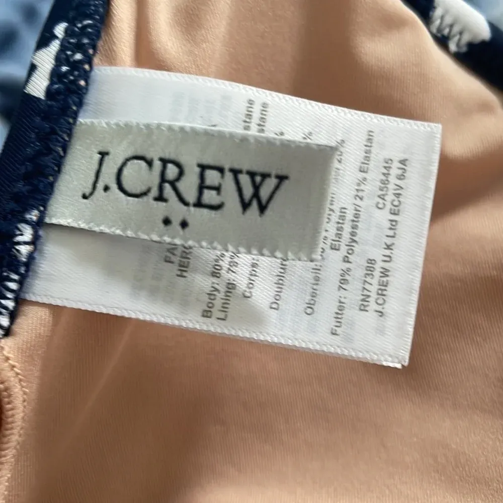 J. Crew Navy Floral High Waisted Retro Bikini Small Blue - Image 7