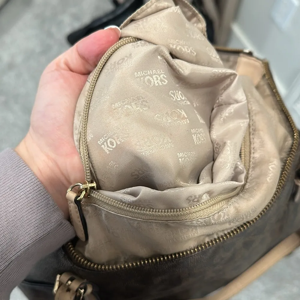 MICHAEL Michael Kors Brown Signature Coated Leather Jet Set East West Tote - Image 8