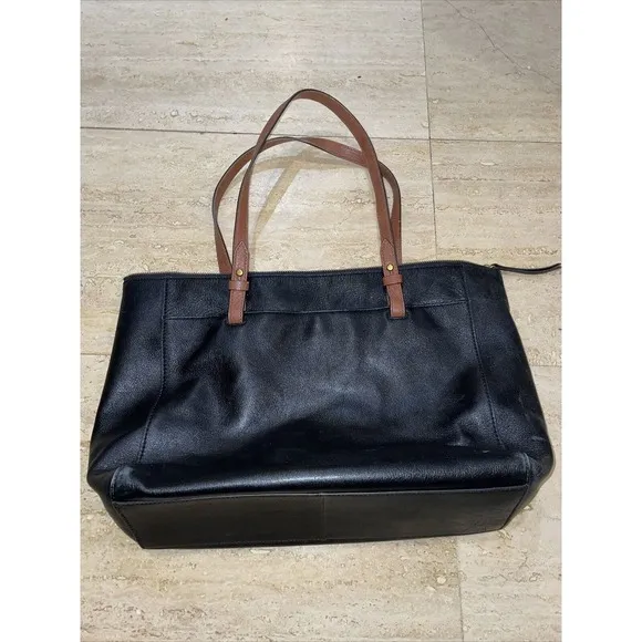 Fossil Rachel Leather Tote Handbag Black/Brown Purse Shoulder Bag MSRP $230‎ - Image 2