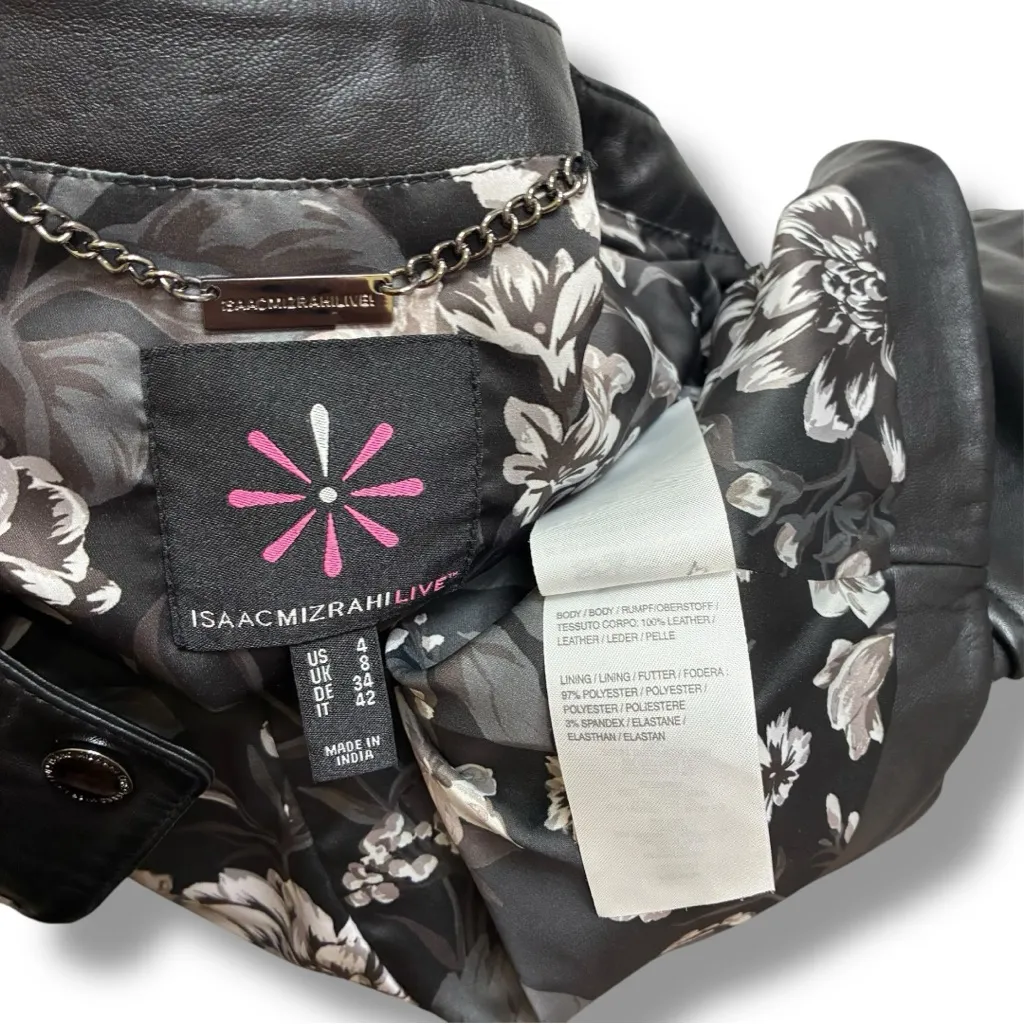 Isaac Mizrahi Live! snap closure leather jacket size 4 - Image 6