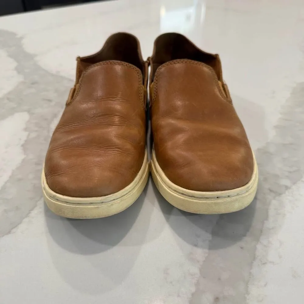 OluKai Pehuea Leather SlipOn Two Way Loafer Shoes Womens 7 Floc Fox Brown Slides - Image 6