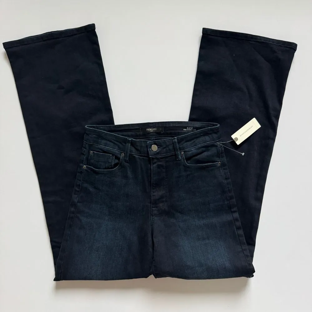 Fidelity Katie High Rise Classic Flare Empress Blue Jeans Size 27 NWT - Image 5