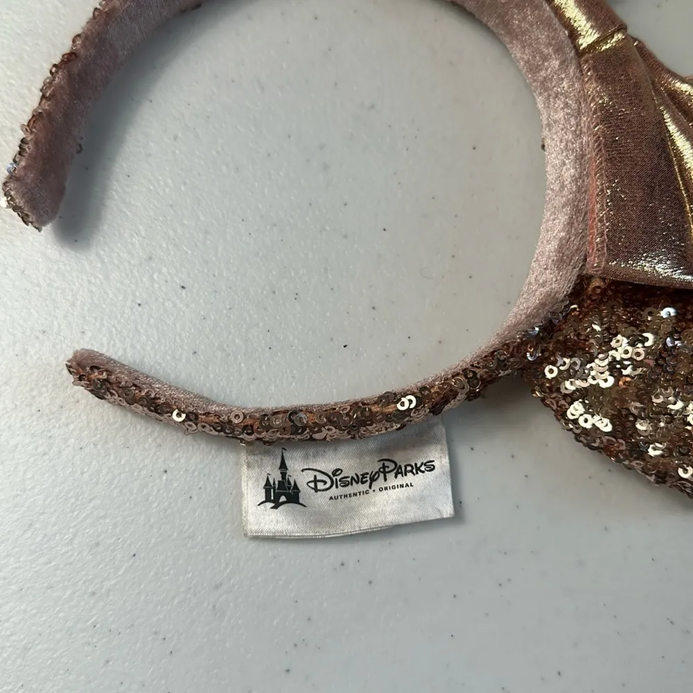 Disney Parks Mickey/Minnie Mouse Sequin Rose Gold Ears - Image 4