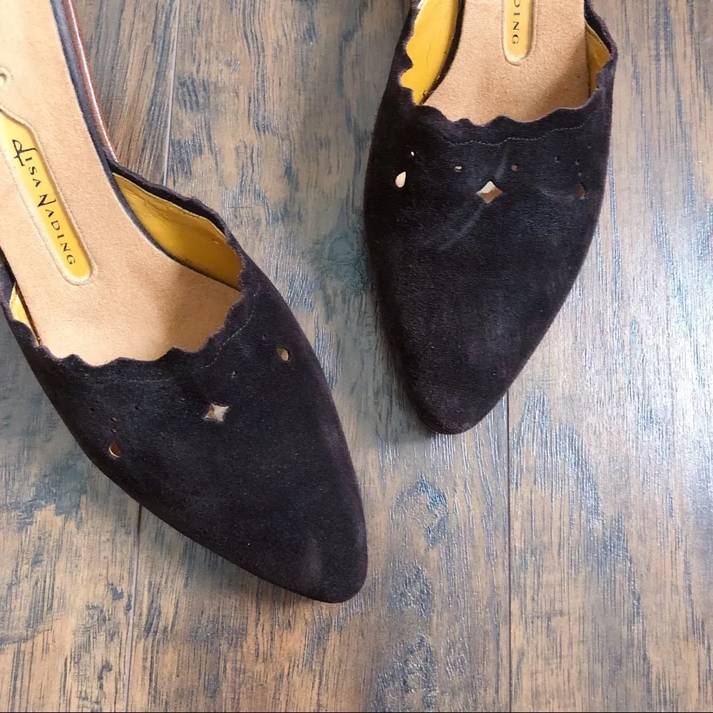 Lisa Nading • brown suede mules heels slides designer NYC Coclico Size 8.5 - Image 3