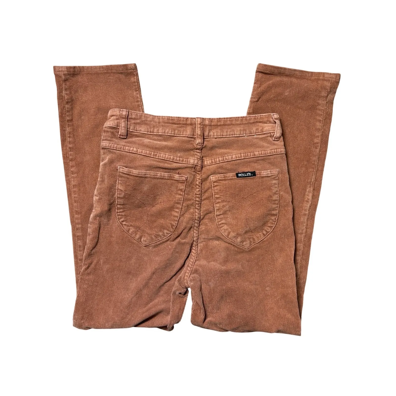 Rolla’s Pants Womens 25 Cinnamon Brown Dusters High Rise Slim Corduroy Stretch Orange Size 28 - Image 2