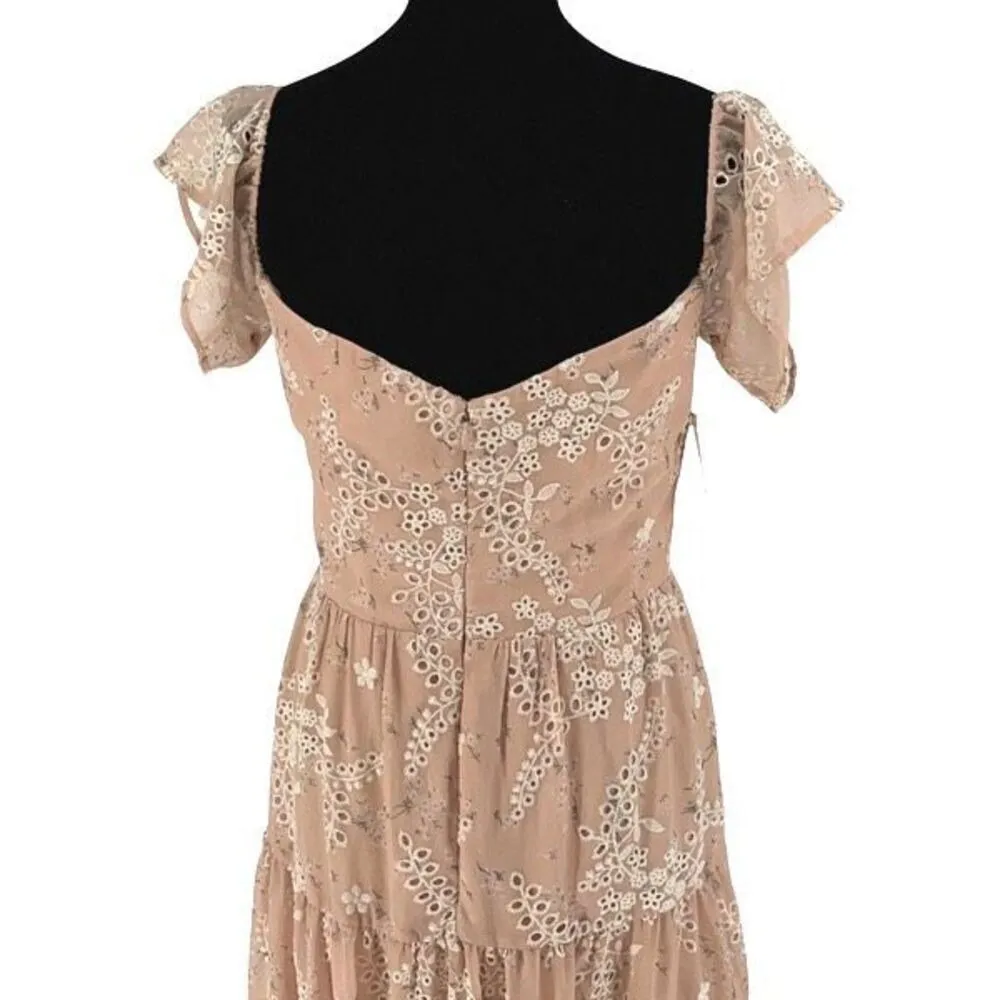 Dress the Population‎ Womens Floral Eyelet Off Shoulder Dress Blush Medium NWT - Image 8