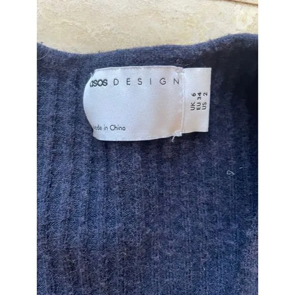 ASOS Design Navy Blue‎ Long Cardigan Sweater Coat Elegant Minimalist size 2 - Image 2