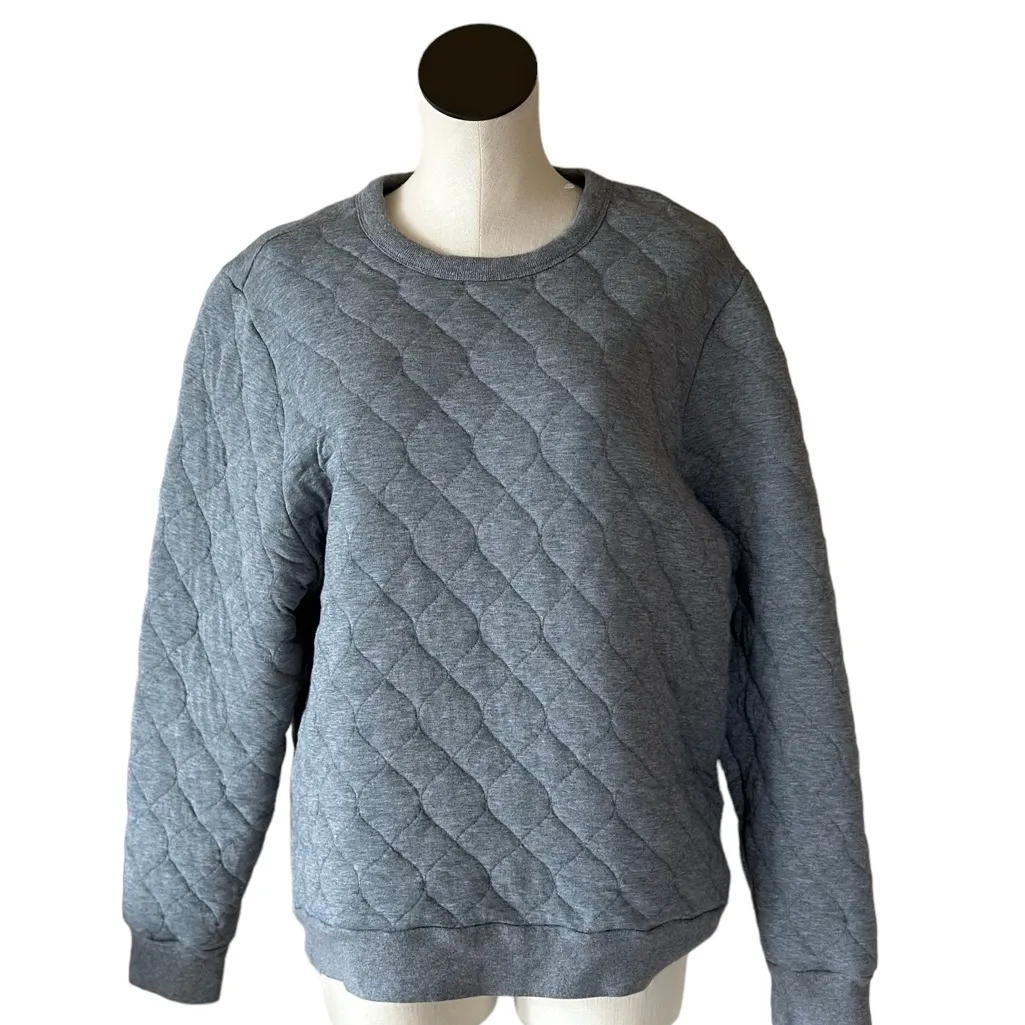NWOT Madewell Cropped Quilted Sweatshirt Heather Gray Large - Image 2
