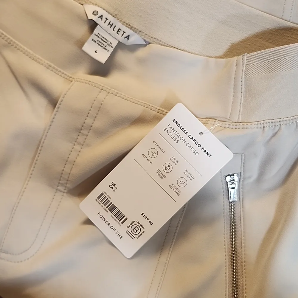 Athleta NWT  Endless High Rise Cargo Pant Color: Abalone Size 6 - Image 7