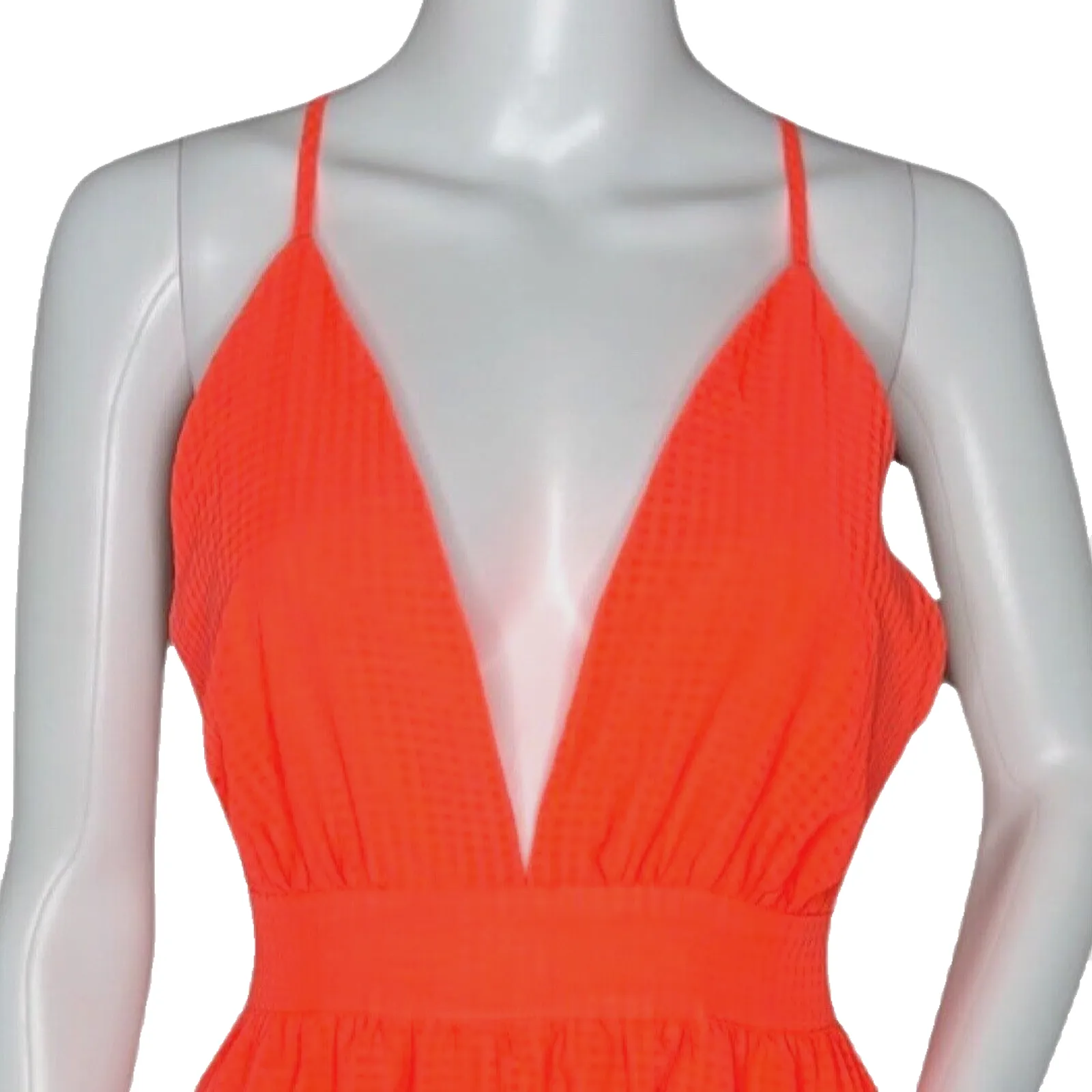Superdown Dress Women XS Orange Fit & Flare‎ Mini Deep V Sexy Cocktails Party - Image 6