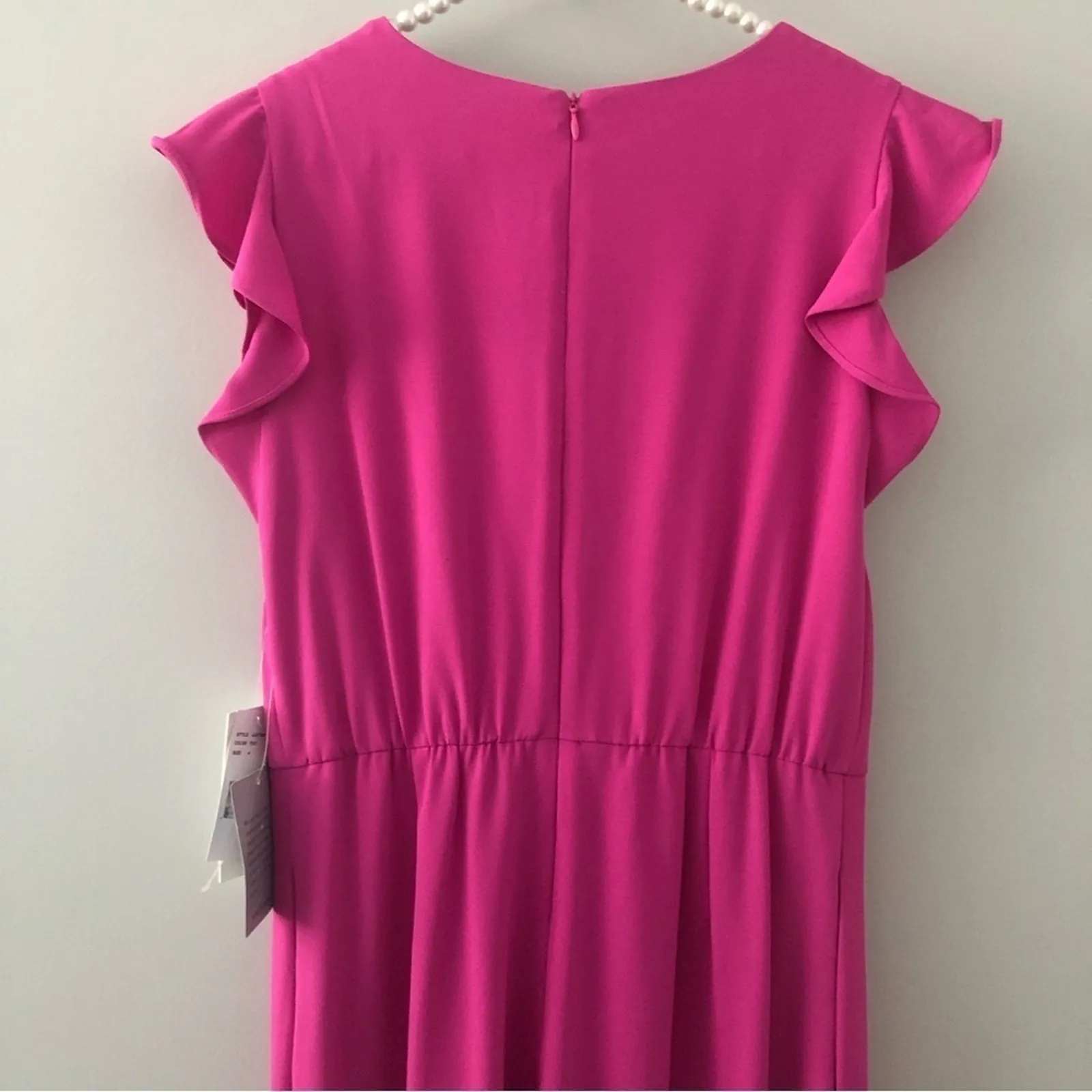 Julia Jordan Fuchsia Pink V Neck Tie Waist Jumpsuit NEW - Image 5