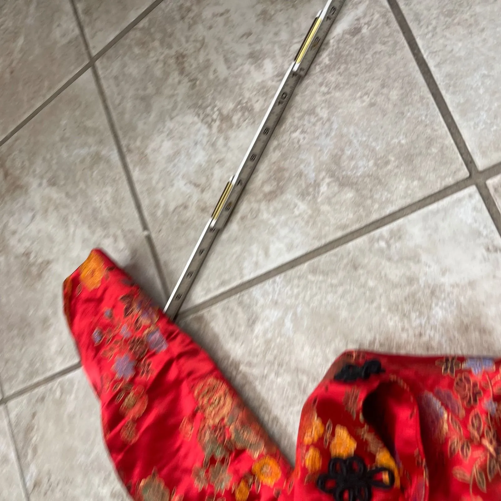 Boston Proper Red Floral Brocade Blazer Jacket Mandarin Frog Closure Women's 12 - Image 7