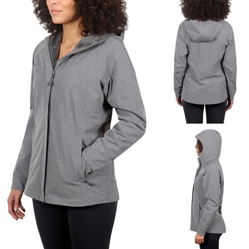 Fur Lined Soft-Shell Jacket Grey Heather, Kirkland Size XS New with Tag - Image 2