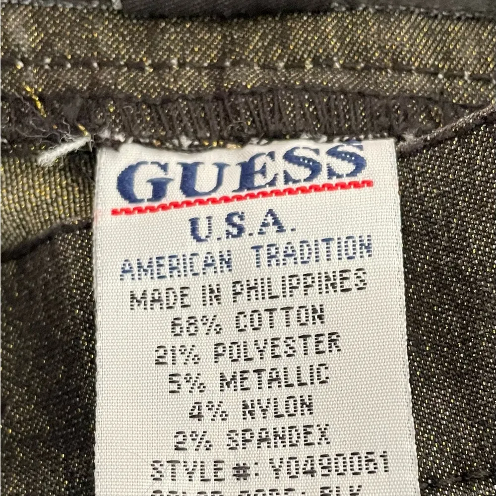 Guess Jeans Vintage 90’s black gold metallic thread Bootcut high rise jeans 29” - Image 7