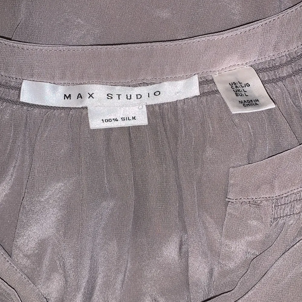 Max Studio 100% Silk Blouse L - Image 3