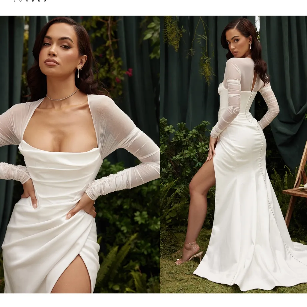 HOUSE‎ OF CB 'Elise' White Satin Bridal Gown NWOT size M - Image 3