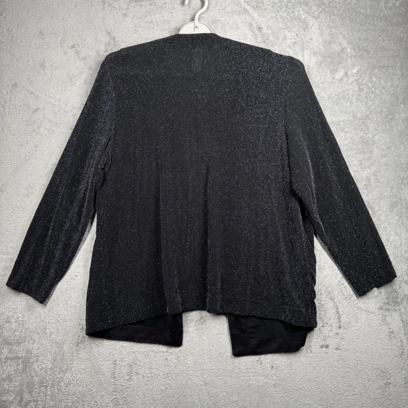 Alex Evenings 1X Black Silver Glitter Open Front Cardigan Gala Cocktail Party - Image 3