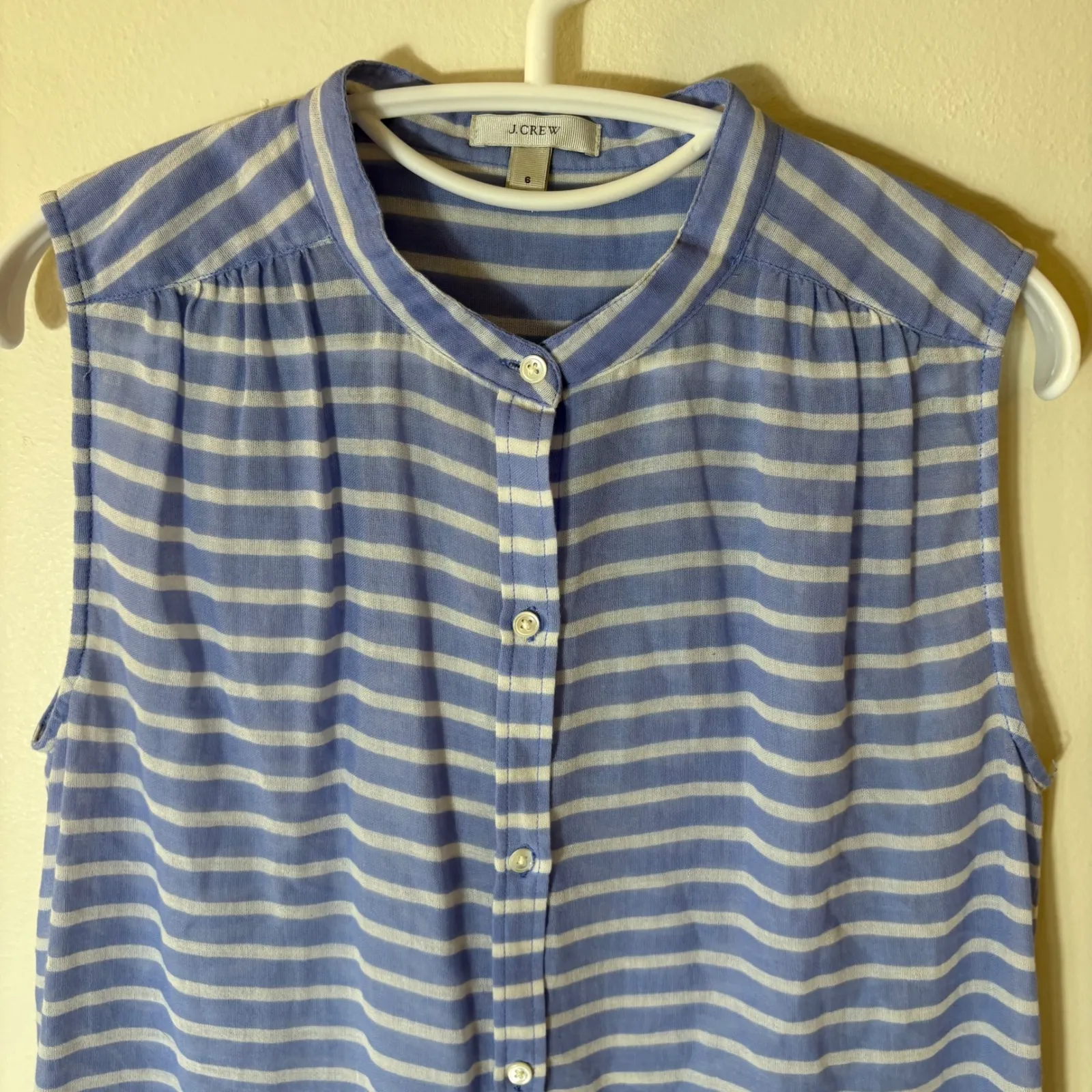 J. Crew Sleeveless Striped Button Down Blouse Size 6 - Image 2