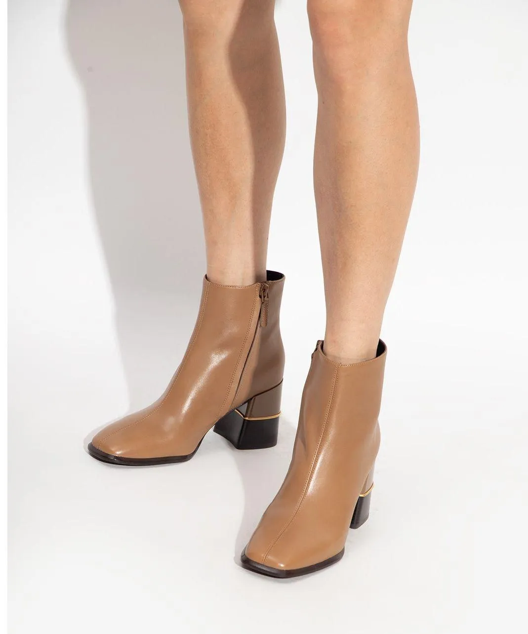 Tory Burch Tan Almond Leather Block Heel Ankle Boots Size 10 M Designer Booties - Image 12