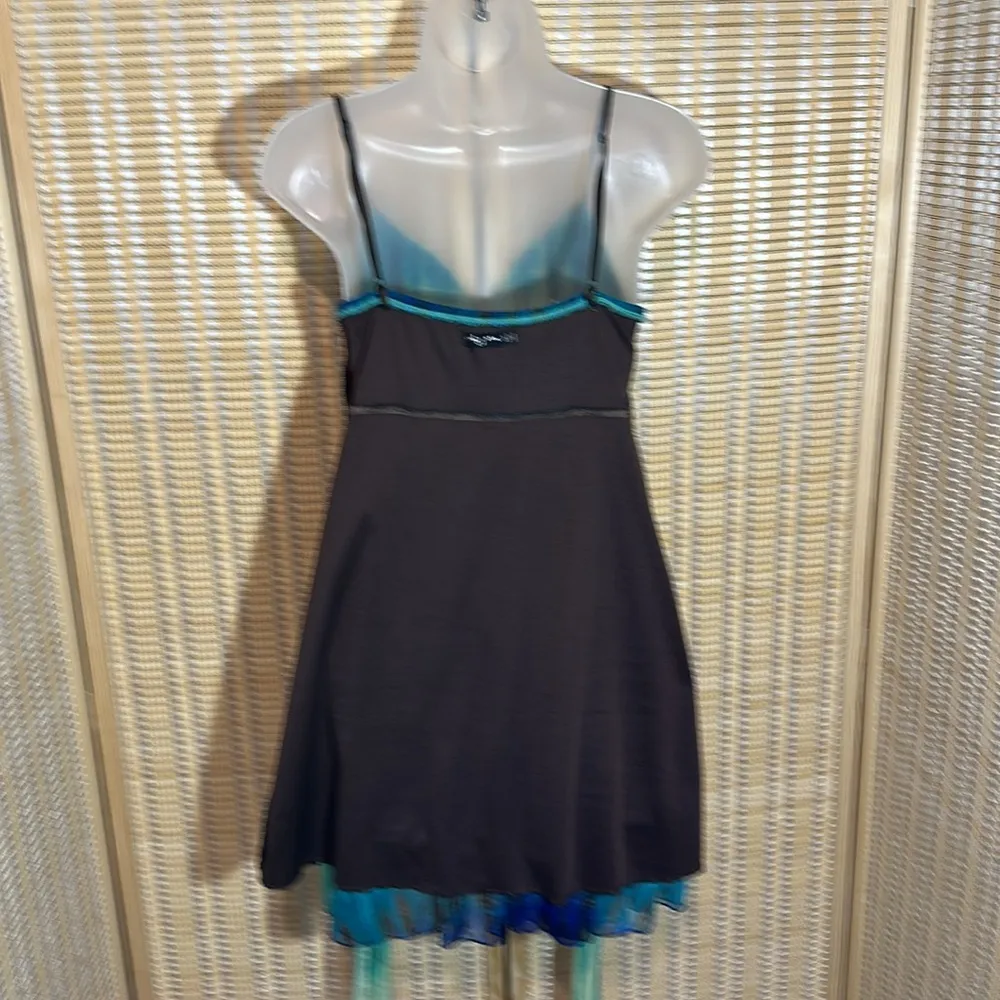 Ruby Rox Y2K Teal Baby Doll Mini Dress or Long Tank Top Empire Waist Medium - Image 14