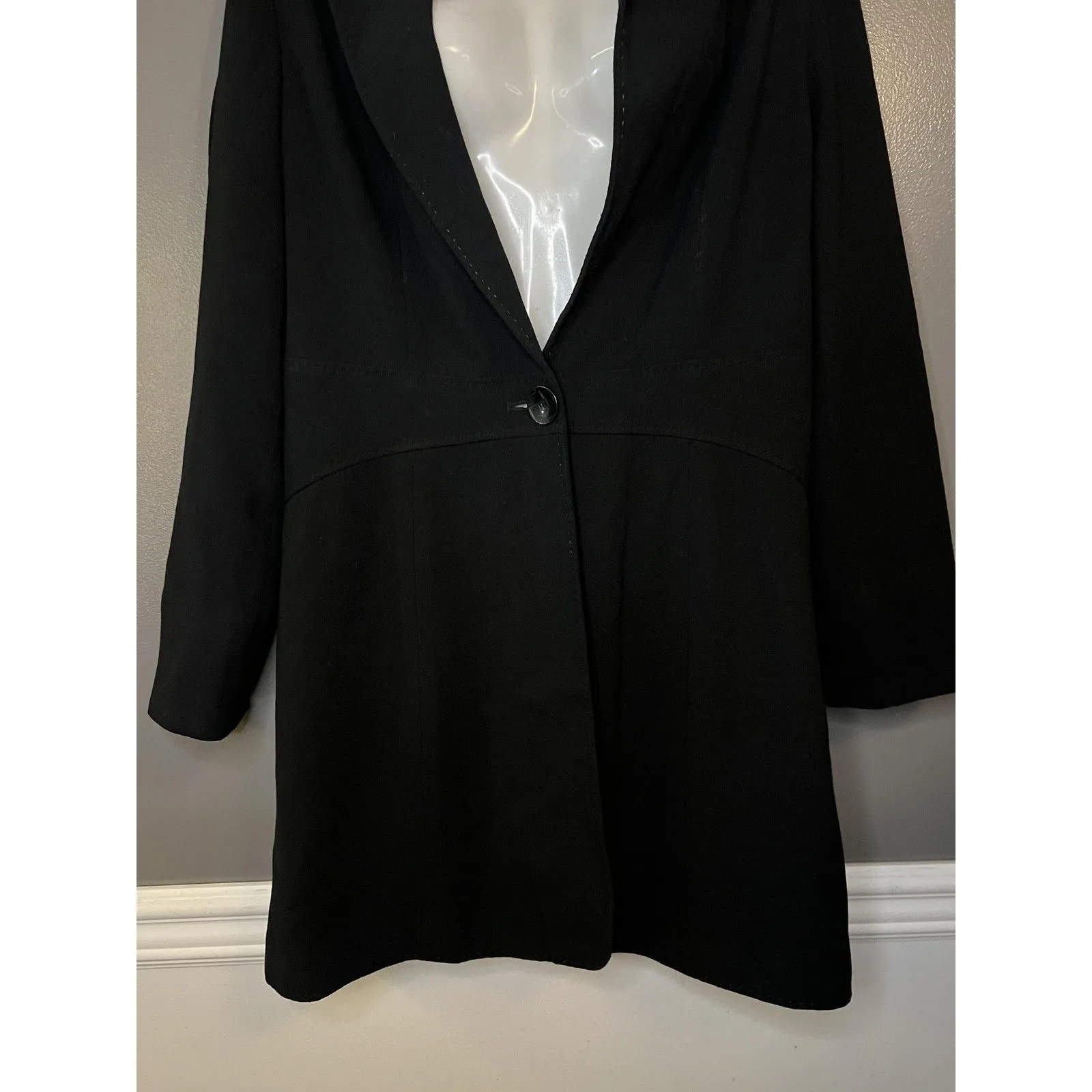 Signature By Larry Levine Coat Womens 12 Black Single Button Lined Overcoat - Image 4