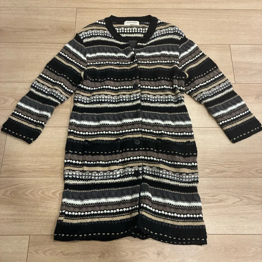 Aldomartins x Anthropologie Oona Longline Cardigan Duster 3D Knit Size S Brown - Image 3