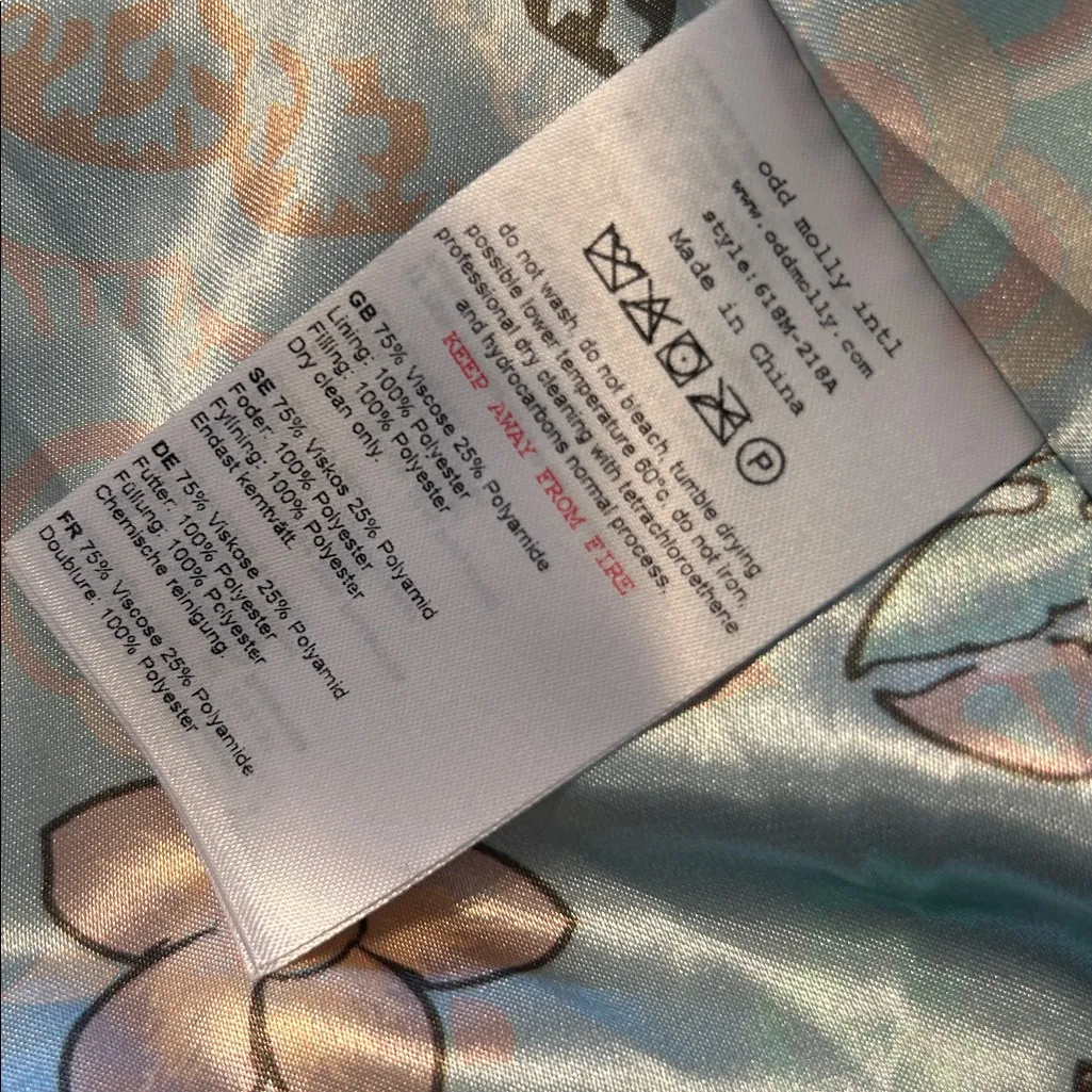 Odd Molly Embrace Velvet Puffer Jacket Rust Orange Size S/M - Image 8