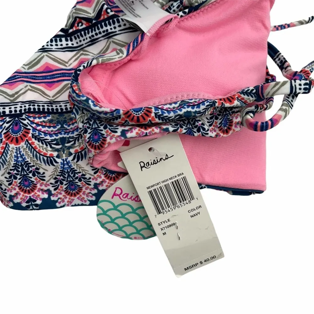 RAISINS Bikini Top Swim Newport High Neck Juniors Halter Beach Surf Medium NWT - Image 5