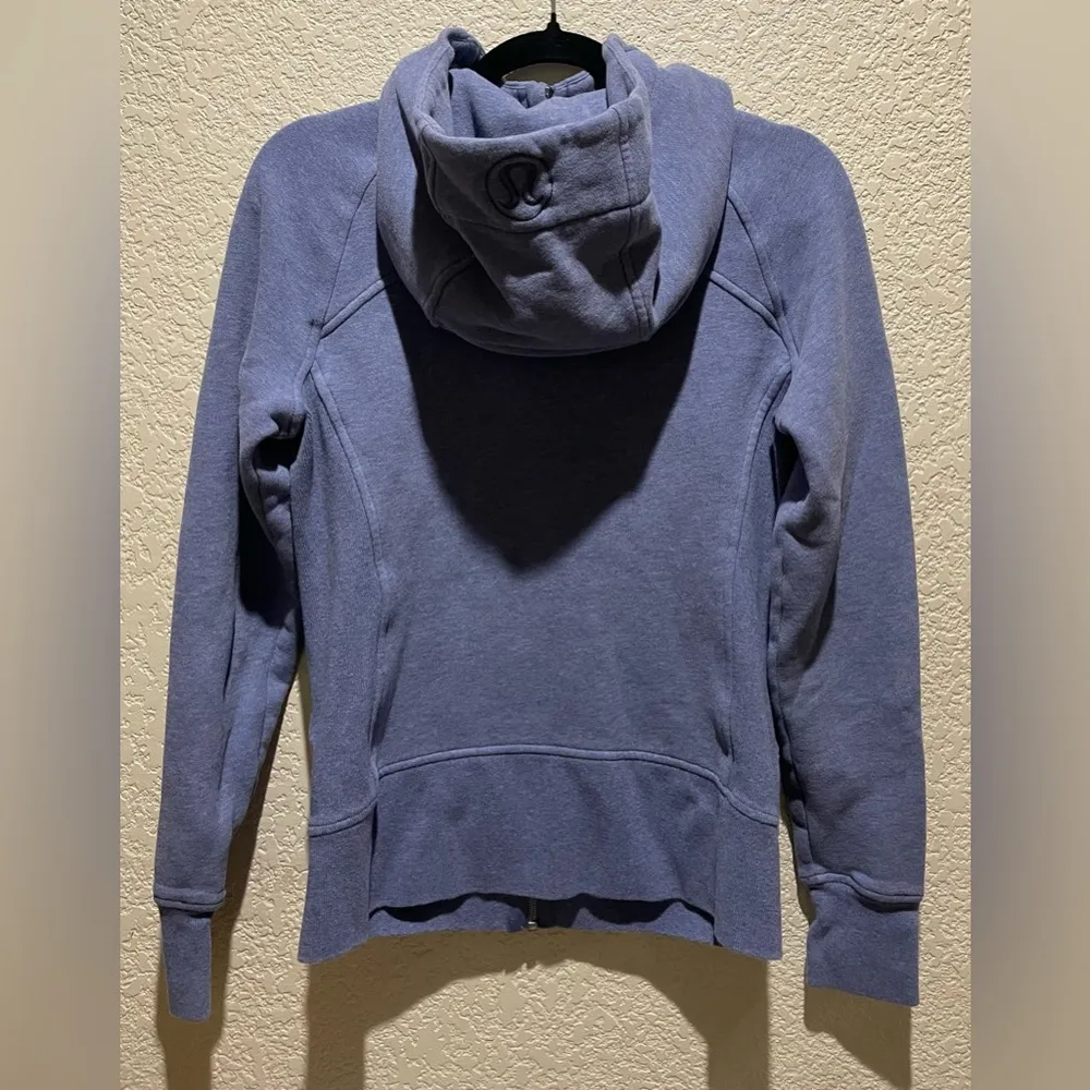 Lululemon Scuba Hoodie Light Cotton Fleece Heathered Gatsby Blue Size 6 - Image 7