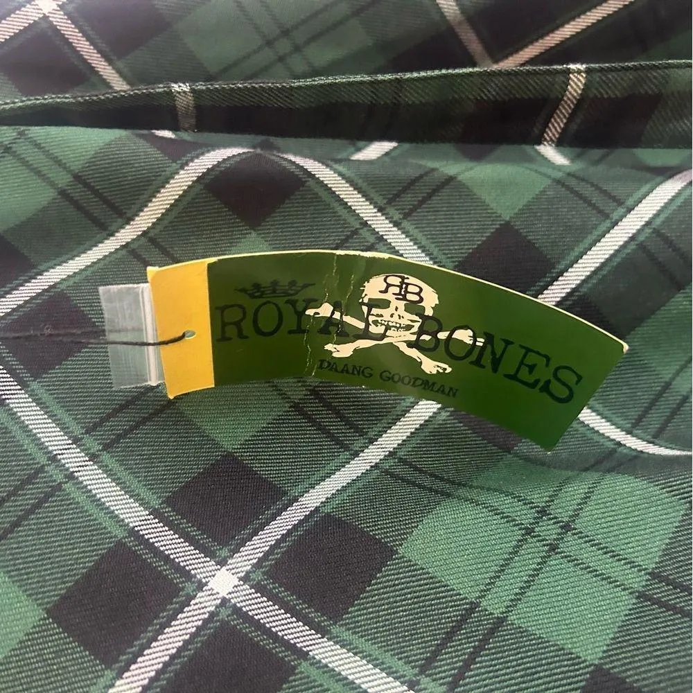 NWT Royal Bones Green Plaid Mini Skirt w/ Suspenders Hot Topic Size XL - Image 10