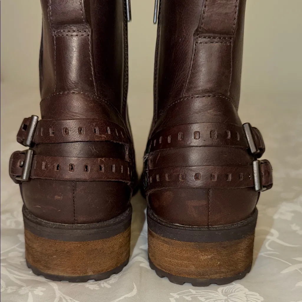 UGG Australia Orion Buckled Zip-Up Moto Buckle Leather ankle Boots sz 7.5 - Image 6