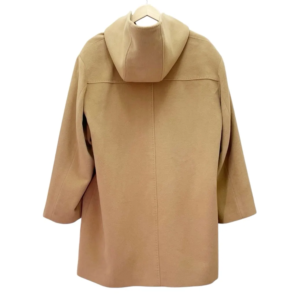 Jones New York Woman 16W Camel Tan Wool Angora Blend Hooded Coat Lined 4 Button - Image 4