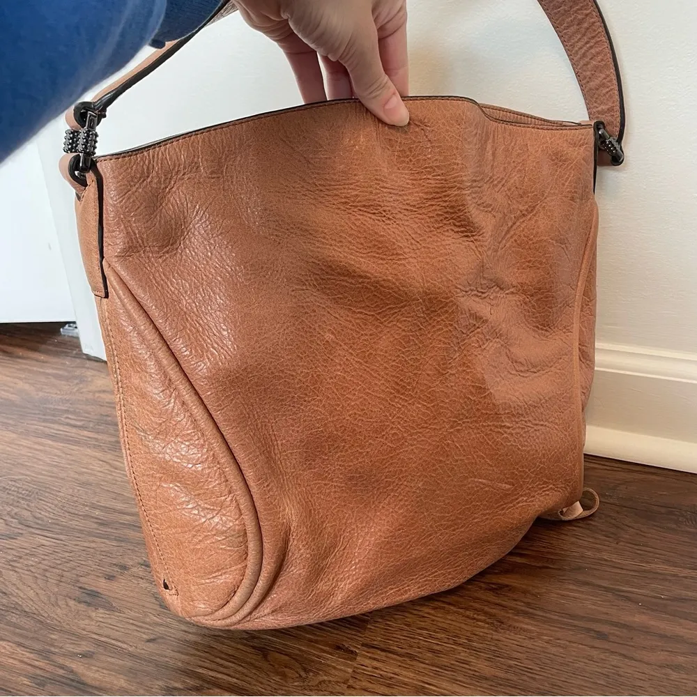 Aimee Kestenberg Leather Hobo Shoulder Bag Tan Slouchy Bag - Image 9