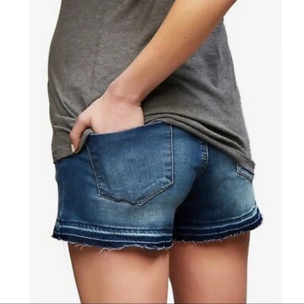 AOS distressed faded stretchy maternity full panel denim jean cutoff shorts S 26 - Image 57