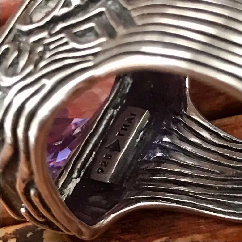 Silpada Sterling Silver Amethyst Stone Ring Size 7 - Image 8