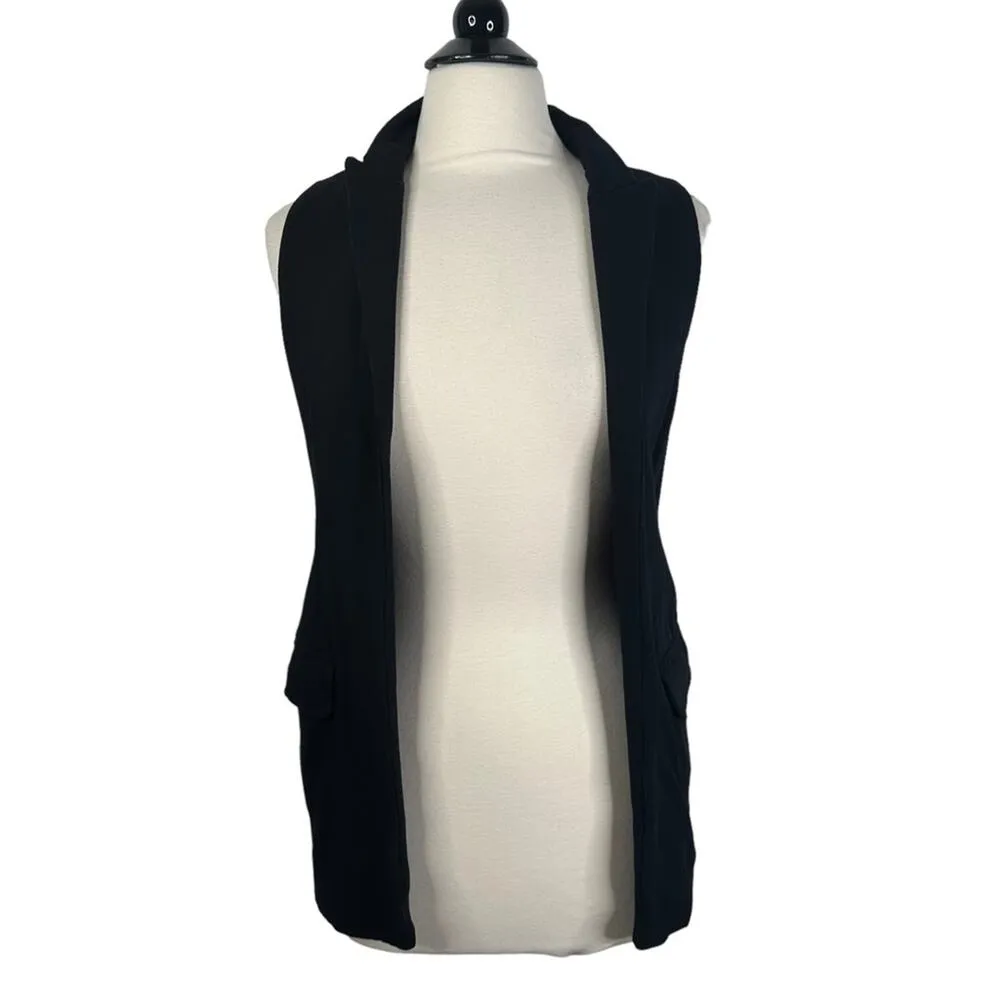 Alexander Wang Size 4 Black Sleeveless Longline Wool Blend Open Front Vest - Image 2