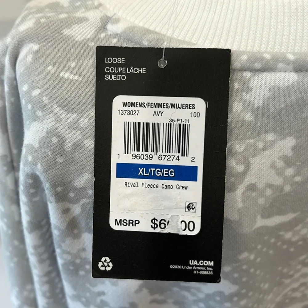 Under Armour rival fleece grey camo long sleeve crewneck sweatshirt - Image 6