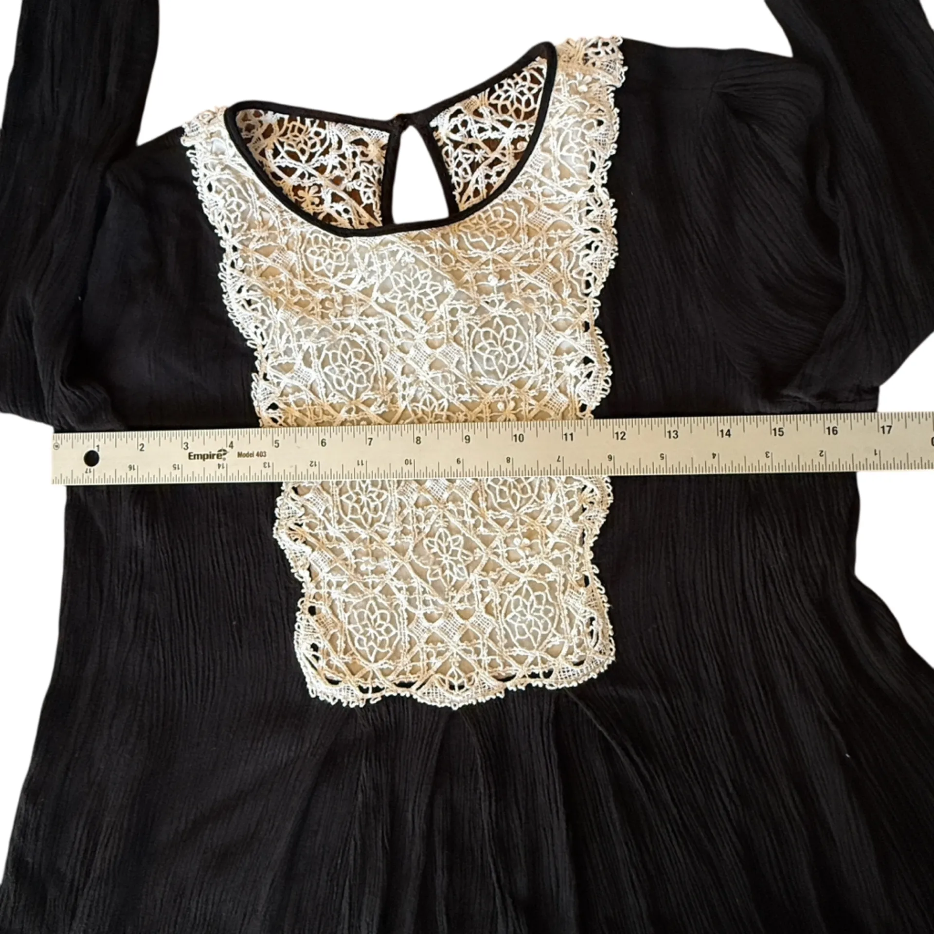 Free People Black Lace Bib Tunic Top Women’s Size XS - Image 11