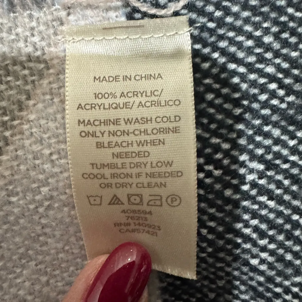 LOFT Factory Color Block Fringe Poncho Shawl Wrap One Size Cozy Fall Layering - Image 8