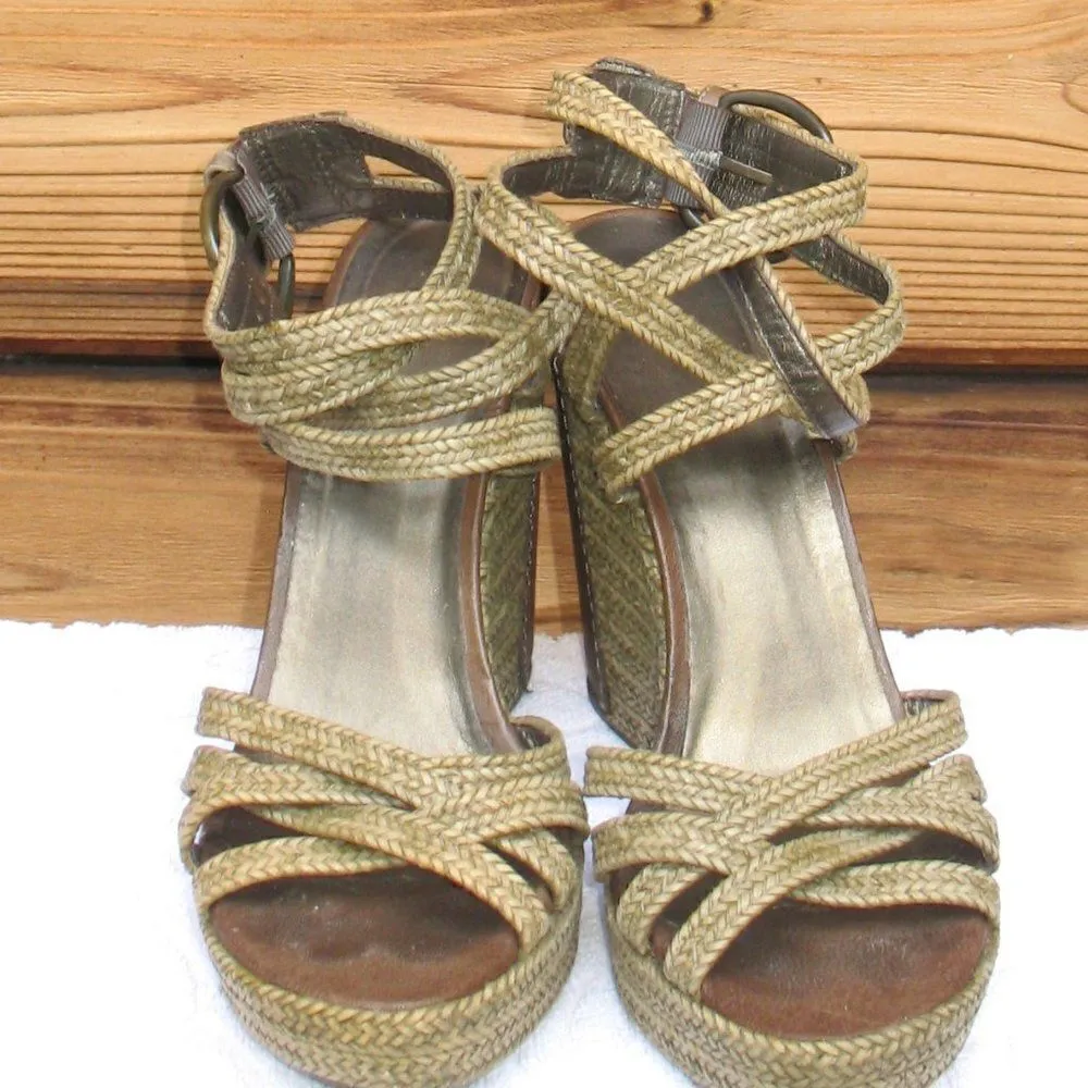 Stuart Weitzman Womens 7.5 Wedge Sandals Shoes - Image 3
