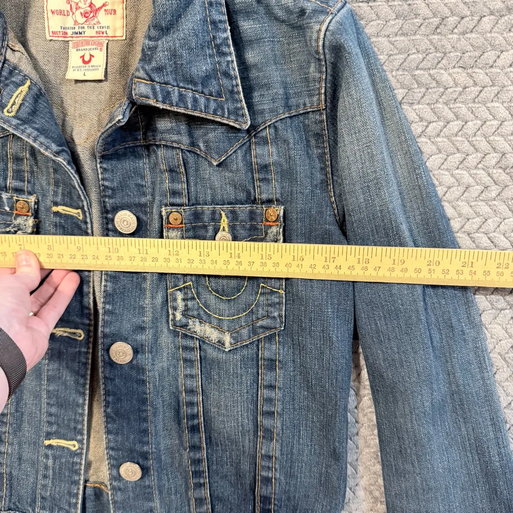 True Religion  “Jimmy” distressed denim jacket size large - Image 11