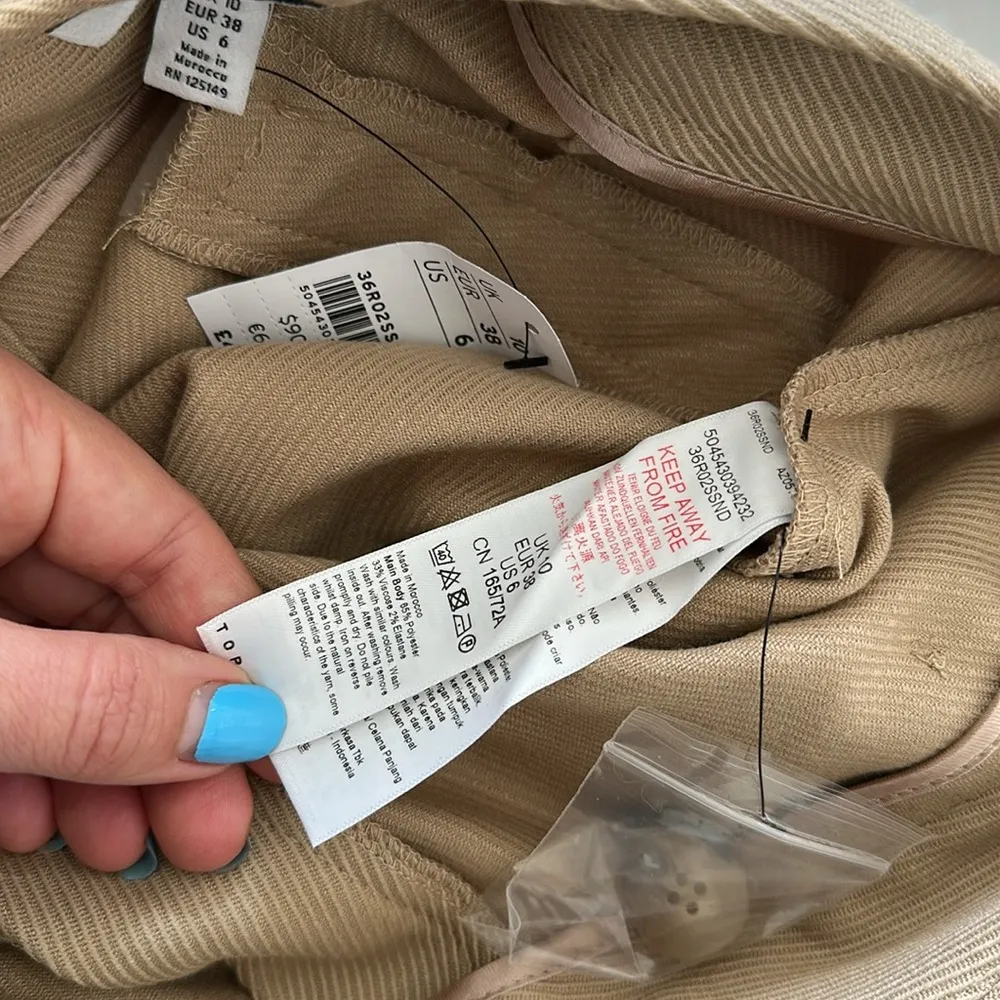 NWT Topshop Wide Leg High Waist Dress Pants Trousers Cuffed Cream Tan Sz 6 - Image 7