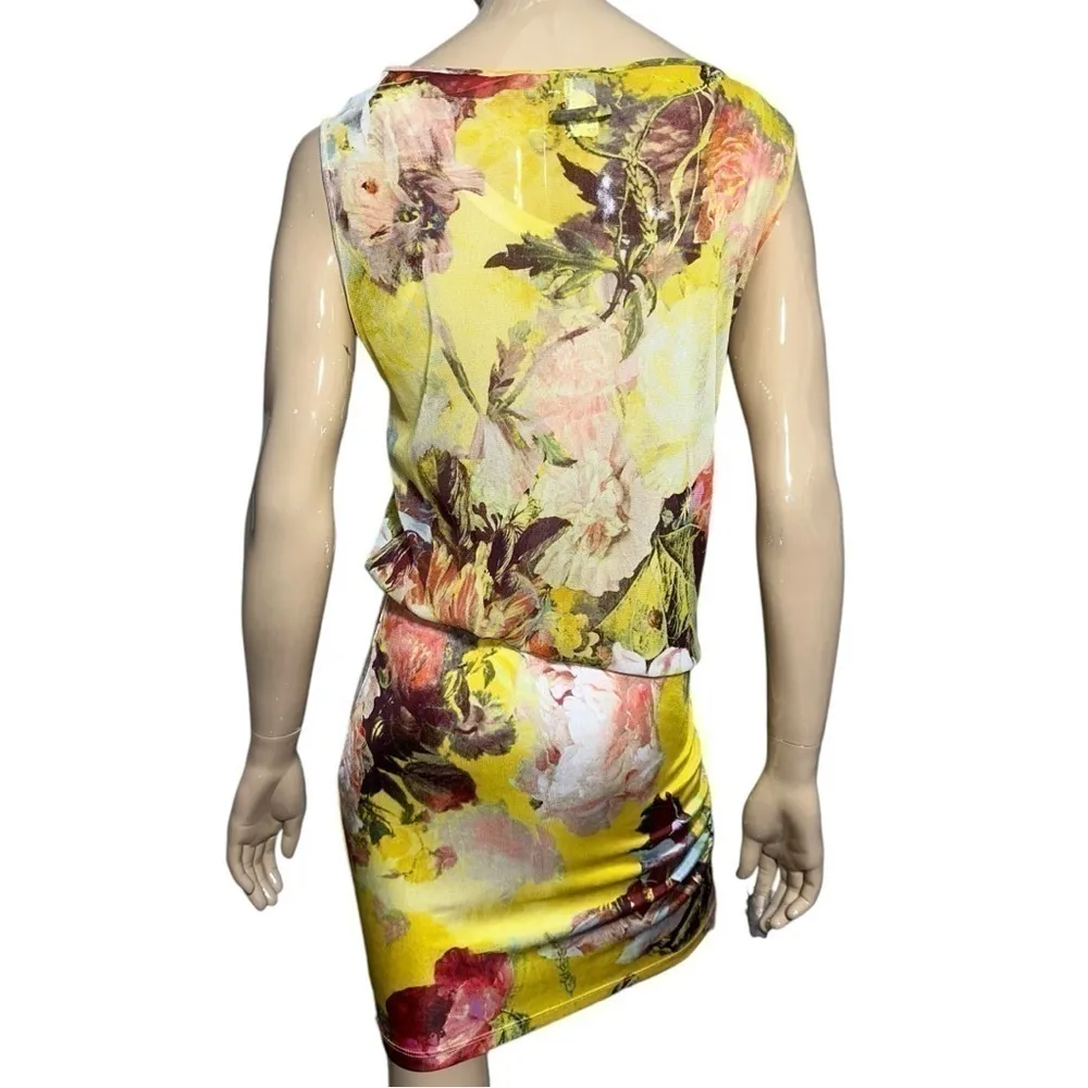 Jean Paul Gaultier 2006 Women’s Size M Yellow Floral Mesh Blouson Mini Dress Size M - Image 6