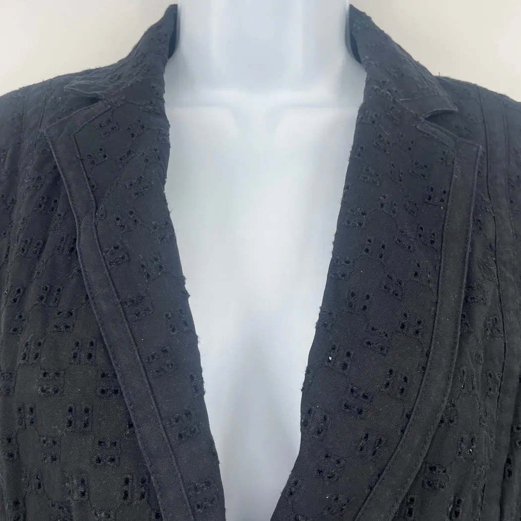 Talbots Eyelet Womens Blazer 6P Black Cottagecore Preppy Dark Romantic 1 Button - Image 2