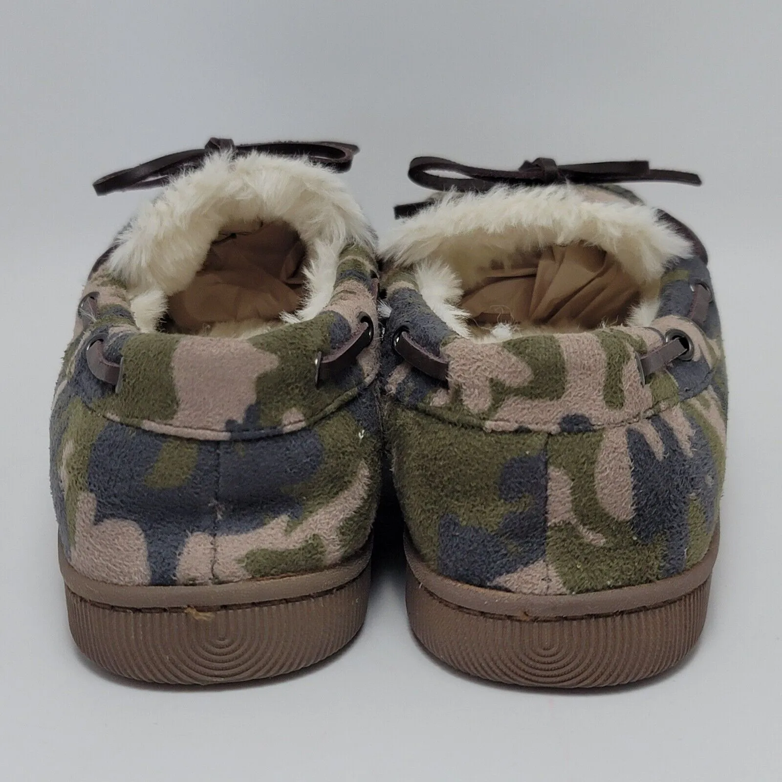 Club Room Faux Fur Lining Camouflage Moccasin Slip On Boat Shoes Size M 8 - Image 3