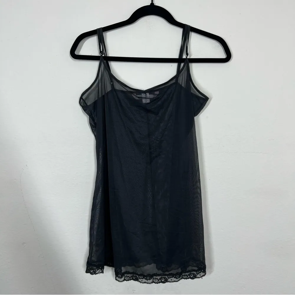 Victoria's Secret Vintage Black Mesh Lace Trim Slip Dress - Image 11