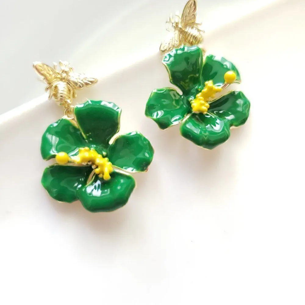 New! Bee Cutie Hand Painted Post Earrings - Image 4