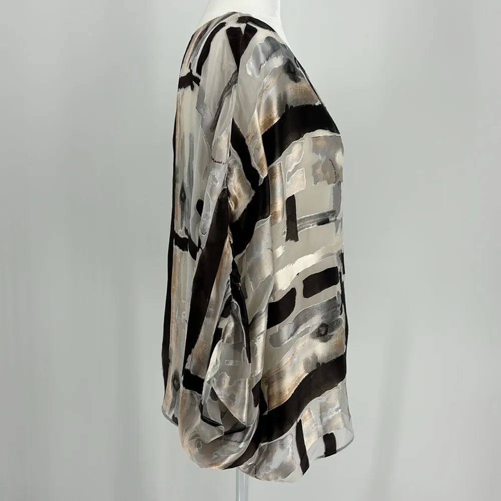 Alice + Olivia Abstract Print Bateau Neck Silk Blend Blouse Women’s Size Medium - Image 10