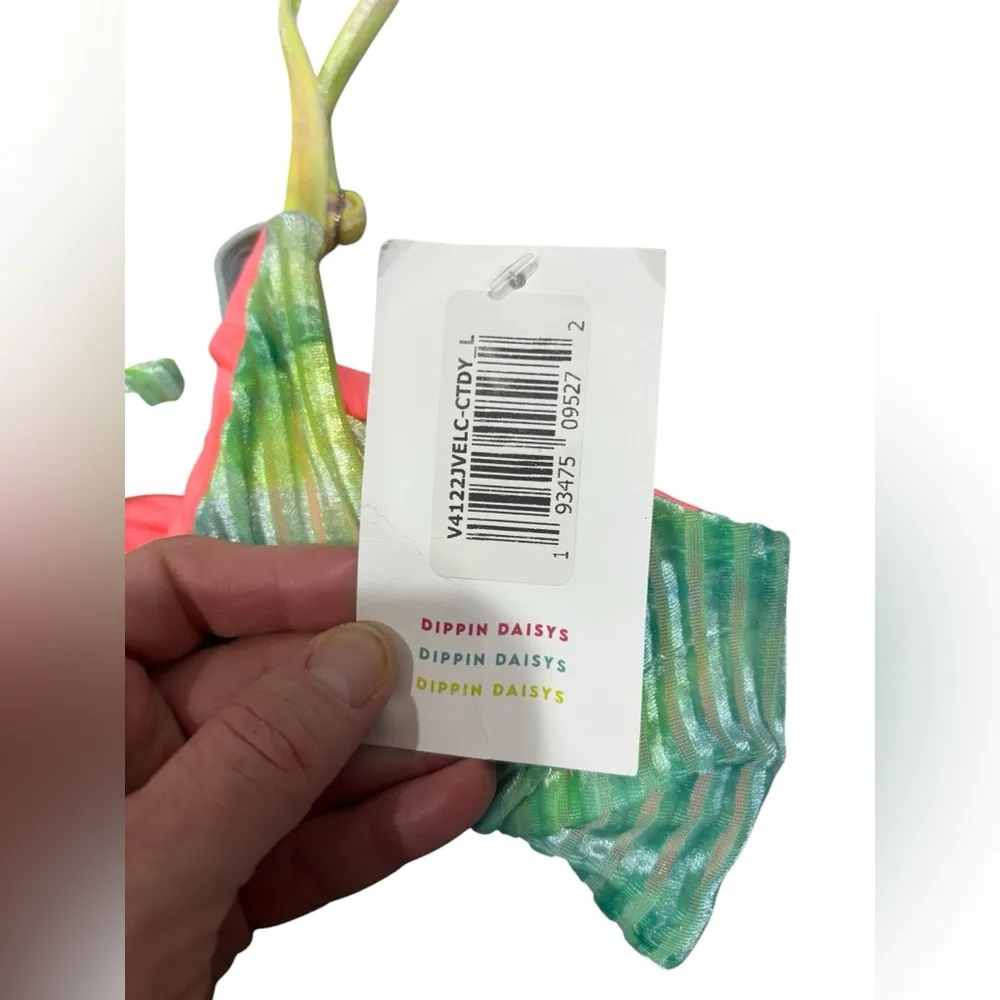 New! Anthropologie Dippin Daisys Velvet Pastel Rainbow Bikini Tie Dye Large - Image 8