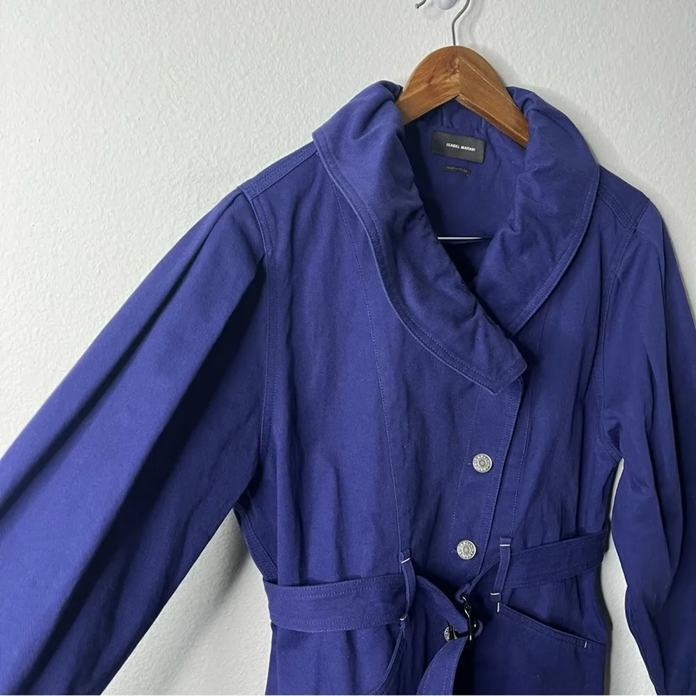 Isabel Marant Blue Dipazo Belted Denim Jacket Womens Size 34 / US XS / 2 - Image 7